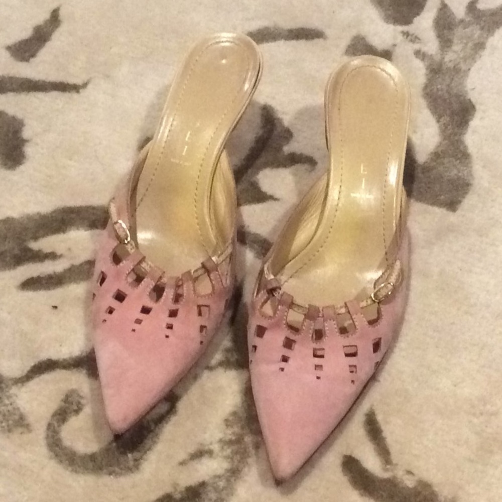 Blush suede Casadei mules